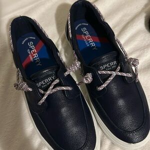 Navy Sperry Top Slider Boat Shoes💙🤍❤️